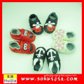 Chines Supplier hot red and black cow leather soft flat embroidered girls dressy shoes for baby